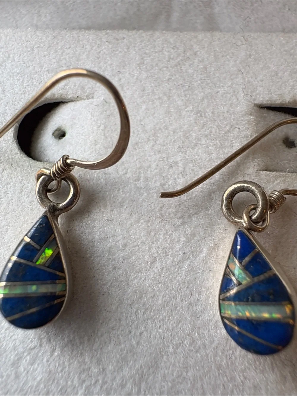 Amy Locaspino Zuni Blue Lapis and Fire Opal Dangle Earrings